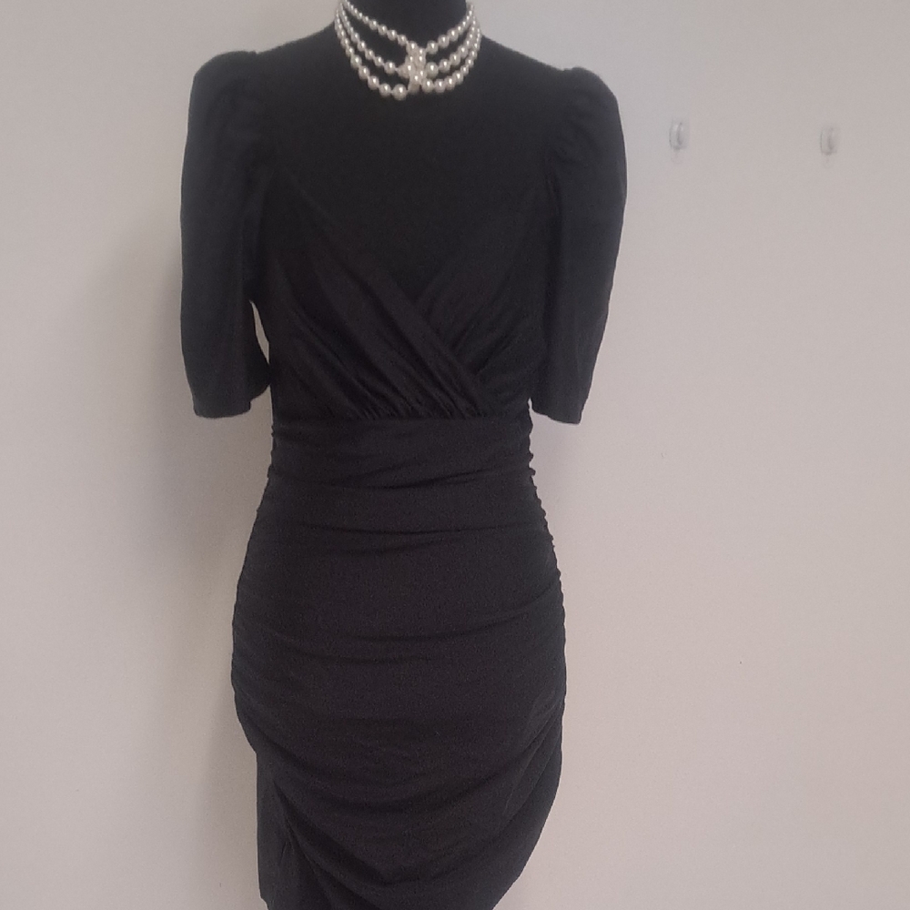 Classic Black Ruched Women’s Dress